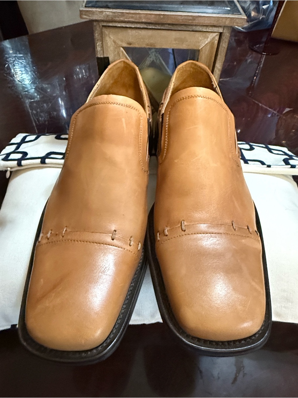 Kenneth Cole  Men's Tan Leather Slip-On Dress Shoes